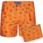 Shorts de bain orange à motif tortues Taille L look fashion pour homme 