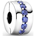 Charms en argent Pandora bleus en argent à perles classiques pour femme 