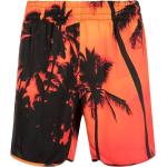 Shorts de bain orange en viscose à motif palmier pour homme 