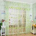 Rideaux de porte Bluelans verts en tulle à motif fleurs 100x200 romantiques 