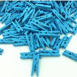 Bluelans® Lot de 100 mini pinces à linge colorées en bois, bleu, pinces à linge, pinces à papier photo (bleues)