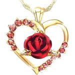 Pendentifs coeur pour la Saint-Valentin roses avec rubis look fashion pour femme 