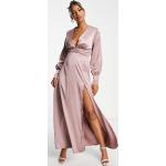 Robes longues de mariage roses en satin longues Taille XS classiques pour femme en promo 
