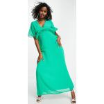 Robes longues mousseline vert d'eau en mousseline à volants longues à manches courtes Taille XS classiques pour femme en promo 