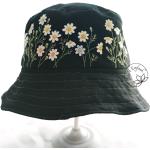 Chapeaux bob noirs à motif fleurs style ethnique 