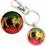 Porte-clés en verre à motif lions Bob Marley 