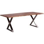 Tables de salle à manger design marron en bois massif finition mate contemporaines 