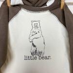 Body marron en coton à motif ours bébé à manches longues 