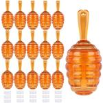 BODYA Lot de 15 tubes de gloss à lèvres en forme de pot de miel en forme de pot de miel - Contenants vides transparents pour vernis à lèvres - Distributeur de flacons de baume à lèvres avec caoutchouc
