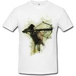 Bogenschuetze Tomb Raider Premium T-shirt pour homme Motif Paul Sinus Aquarelle - Blanc - Large