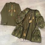 Tuniques en lin kaki look militaire pour femme 