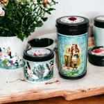 Boîtes à thé argentées en plastique à paillettes Alice au Pays des Merveilles 
