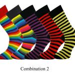 Chaussettes multicolores à rayures en coton à rayures en lot de 5 look casual 