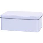 Boîte de rangement rectangulaire en métal blanc pur pour thé, café, sucre, gâteau, biscuit, aliments 19 cm