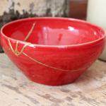 Bols japonais rouges en céramique 