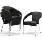 Chaises design gris anthracite en aluminium avec accoudoirs en lot de 4 