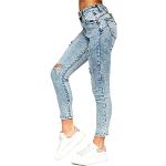 Jeans push-up Bolf bleus troués Taille S look casual pour femme 