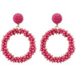 Boucles d'oreilles en perles rose fushia à perles fait main pour femme 