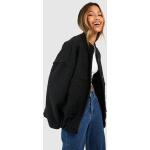 Manteaux en laine Boohoo noirs à rayures à manches longues Taille L look sportif pour femme en promo 