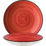 Assiettes creuses rouges en porcelaine diamètre 23 cm 