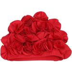 Bonnets de bain rouges à fleurs look fashion 