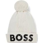 Bonnets en mailles HUGO BOSS BOSS blancs à logo en coton à pompons de créateur pour fille de la boutique en ligne Hugoboss.fr avec livraison gratuite 