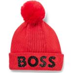Bonnets en mailles HUGO BOSS BOSS rouges à logo en coton à pompons de créateur pour fille de la boutique en ligne Hugoboss.fr avec livraison gratuite 