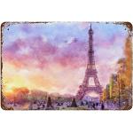 Affiches vintage en métal Tour Eiffel romantiques 