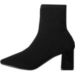 Bottines-chaussettes noires en polyester à bouts carrés pour femme 