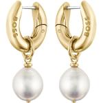 Boucles d'oreilles en perles dorées en acier à perles pour femme 