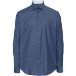 Chemises de créateur HUGO BOSS BOSS bleues en coton mélangé à manches longues stretch à manches longues pour homme 
