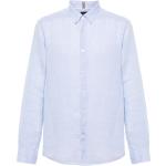 Chemises de créateur HUGO BOSS BOSS bleus clairs en lin à manches longues pour homme 