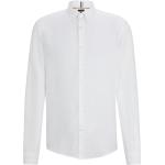 Chemises blanches en lin en lin à manches longues col button down Taille L pour homme 