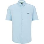 Chemises de créateur HUGO BOSS BOSS bleues à manches courtes à manches courtes col button down Taille XL look fashion pour homme en promo 