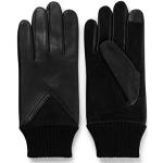 Gants tactiles de créateur HUGO BOSS BOSS noirs en cuir Nappa 8.5 pouces look fashion pour homme 