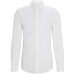 Chemises cintrées de créateur HUGO BOSS BOSS blanches en popeline stretch col kent look fashion pour homme en promo 