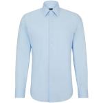 Chemises cintrées de créateur HUGO BOSS BOSS bleues en popeline stretch col kent look fashion pour homme en promo 