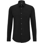 Chemises cintrées de créateur HUGO BOSS BOSS noires en popeline stretch col kent look fashion pour homme 