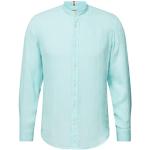 Chemises de créateur HUGO BOSS BOSS bleues en lin col mao Taille XL look fashion pour homme 