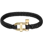 Bracelets de créateur HUGO BOSS BOSS noirs en cuir en acier look fashion pour homme 