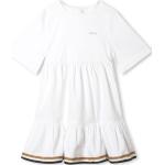 Robes à manches courtes HUGO BOSS BOSS Kidswear blanches à rayures en coton mélangé à volants de créateur pour fille de la boutique en ligne Farfetch.com 