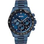 Montres-bracelet de créateur HUGO BOSS BOSS bleues 5 ATM à quartz date look fashion chronographes pour homme en promo 