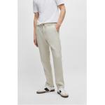 Pantalons en lin beige clair tapered stretch Taille 3 XL look casual pour homme 