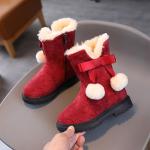 Bottes de neige & bottes hiver  rouges en caoutchouc à motif papillons look fashion pour fille 