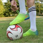 Chaussures de football & crampons vertes en cuir synthétique imperméables pour enfant 