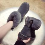Bottes de neige & bottes hiver  grises en velours à strass à motif lapins look fashion pour femme 