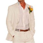 Costumes en lin blanc d'ivoire Taille M look casual pour homme 
