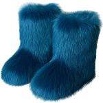 Chaussons bleus en fausse fourrure en cuir Pointure 37 look fashion pour femme 