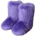 Chaussons violets en fausse fourrure en cuir Pointure 43 look fashion pour femme 