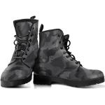 Bottes noires camouflage en cuir en cuir vegan look militaire pour femme 